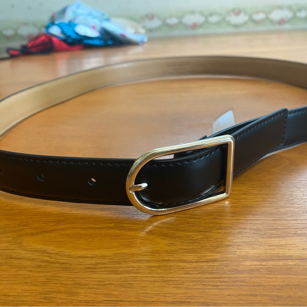 NEW Kate Spade Black Leather Belt w/ Gold Hardware (Size S/M) NWT